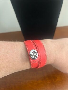 Coach Leather Wrap Bracelet/Choker - coral color
